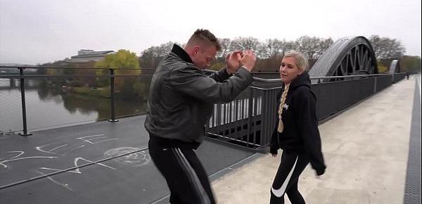  Blonde boxing slut pounded by cock